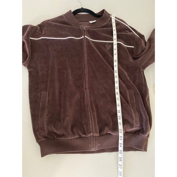 Aritizia TNA Brown Velour Velvet White Piping Zip-up Track Jacket Medium - Picture 3 of 7